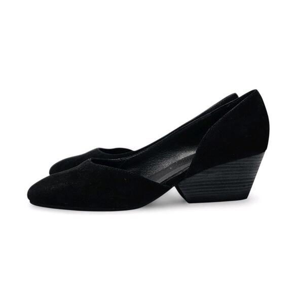 $350 EILEEN FISHER Lily Black Half D'Orsay Slip-On Wedge Pump Women's Size 9.5 - Picture 6 of 8